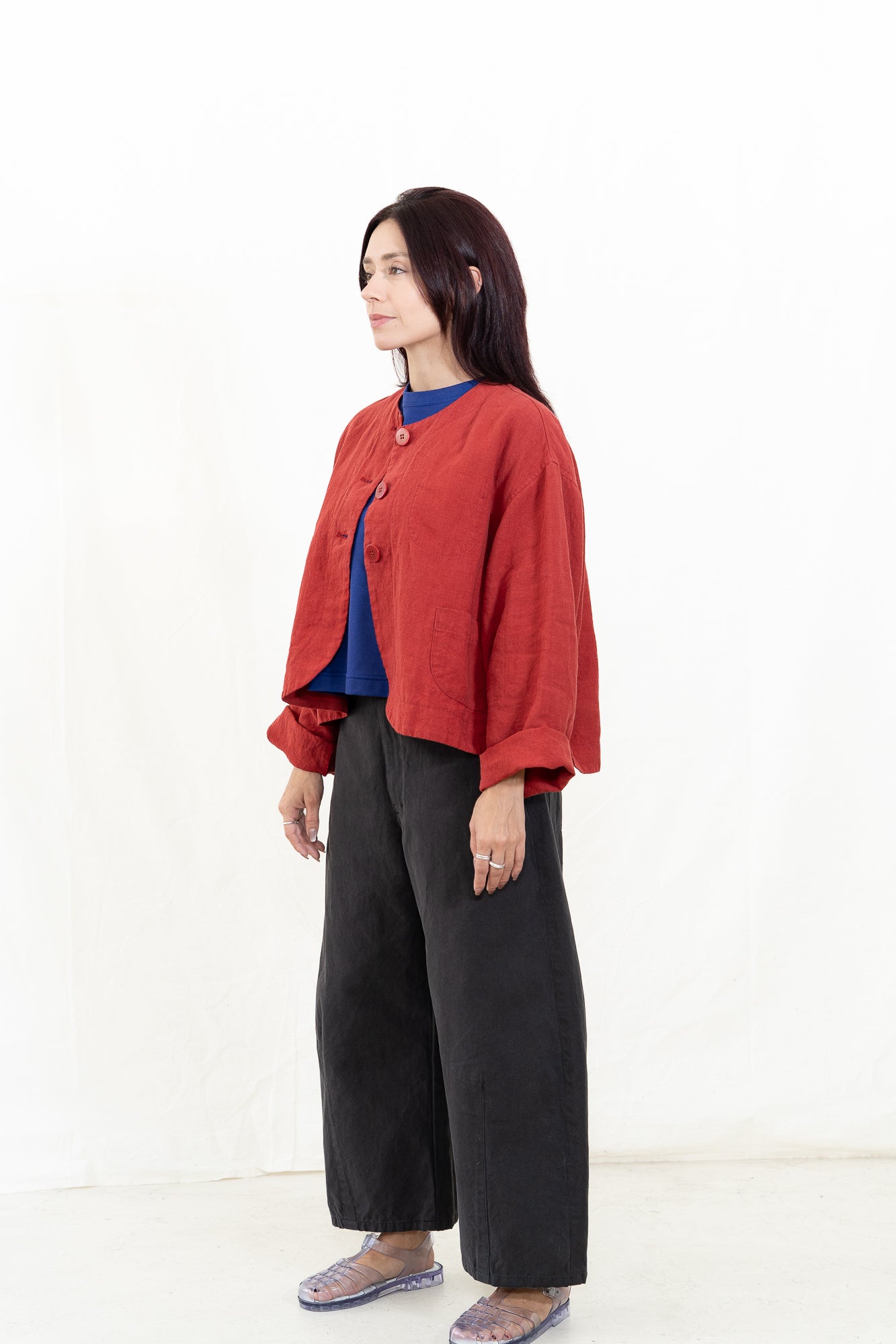 SARAHWEAR Plain Linen Jacket