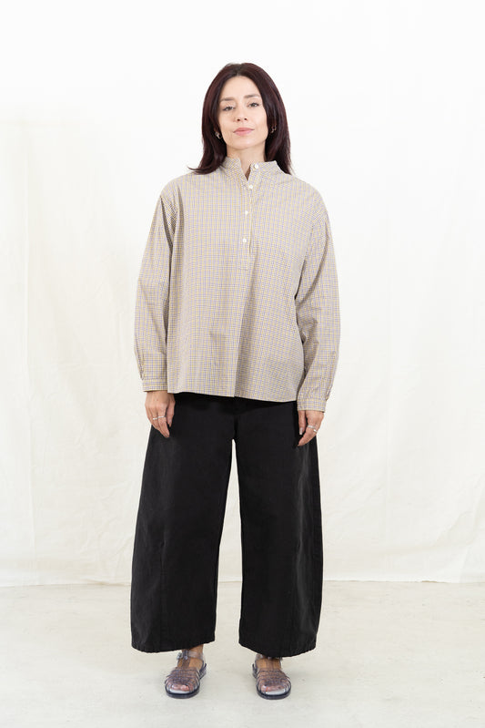 SARAHWEAR Beige Poplin Check Shirt