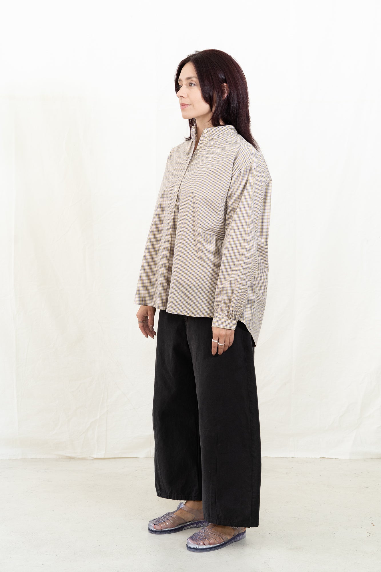 SARAHWEAR Beige Poplin Check Shirt