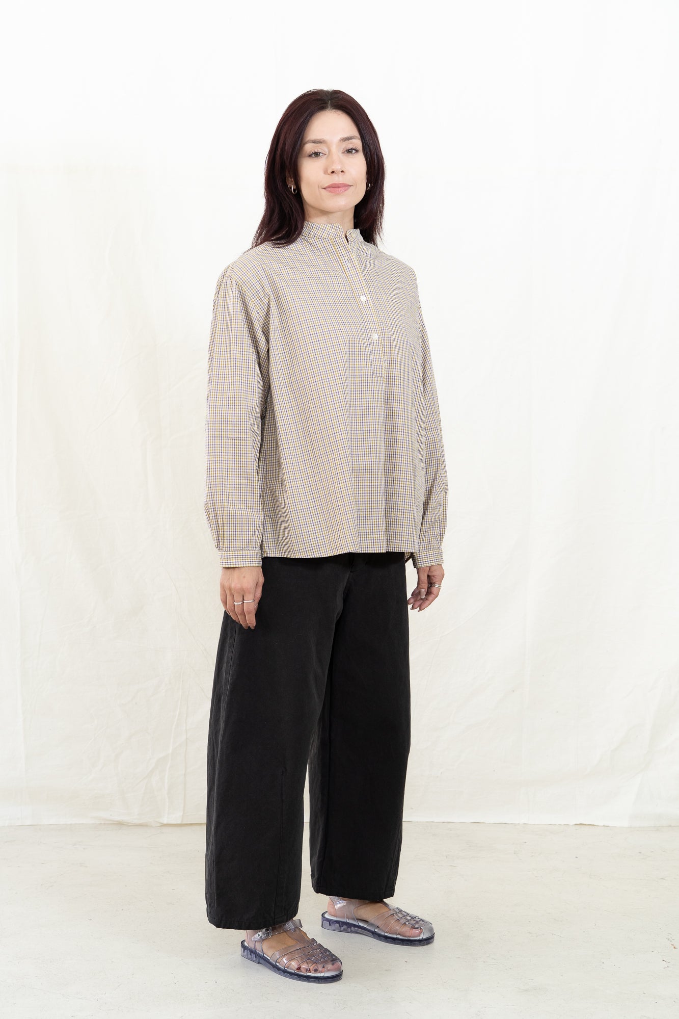 SARAHWEAR Beige Poplin Check Shirt