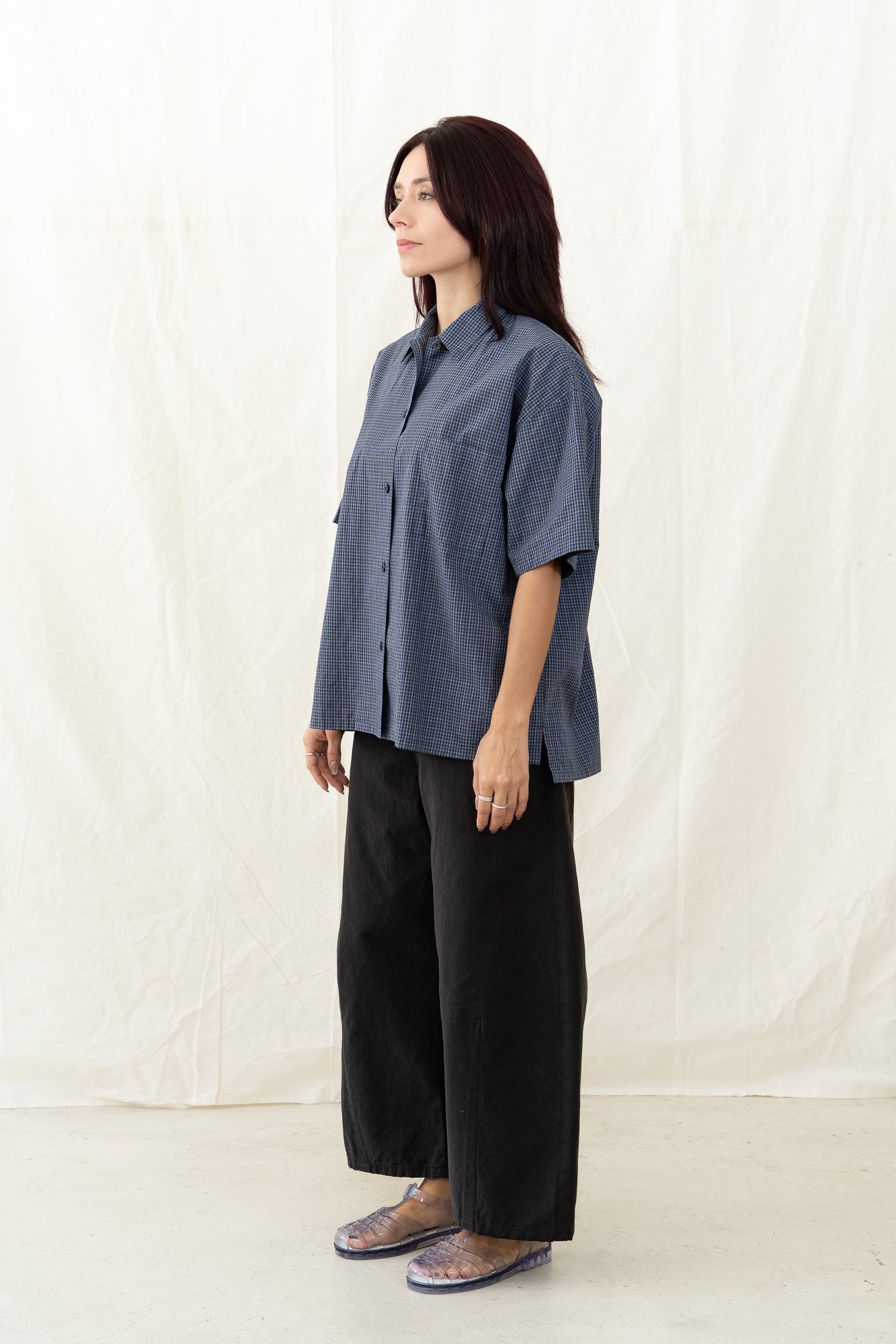 SARAHWEAR Ellen Poplin Blue Check Shirt