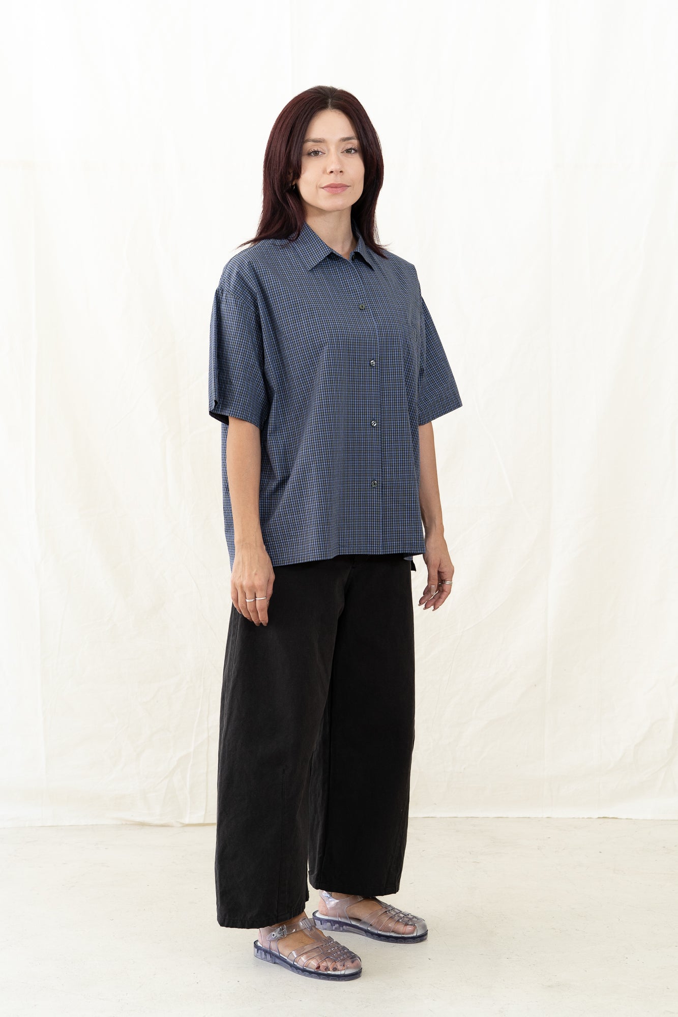 SARAHWEAR Ellen Poplin Blue Check Shirt