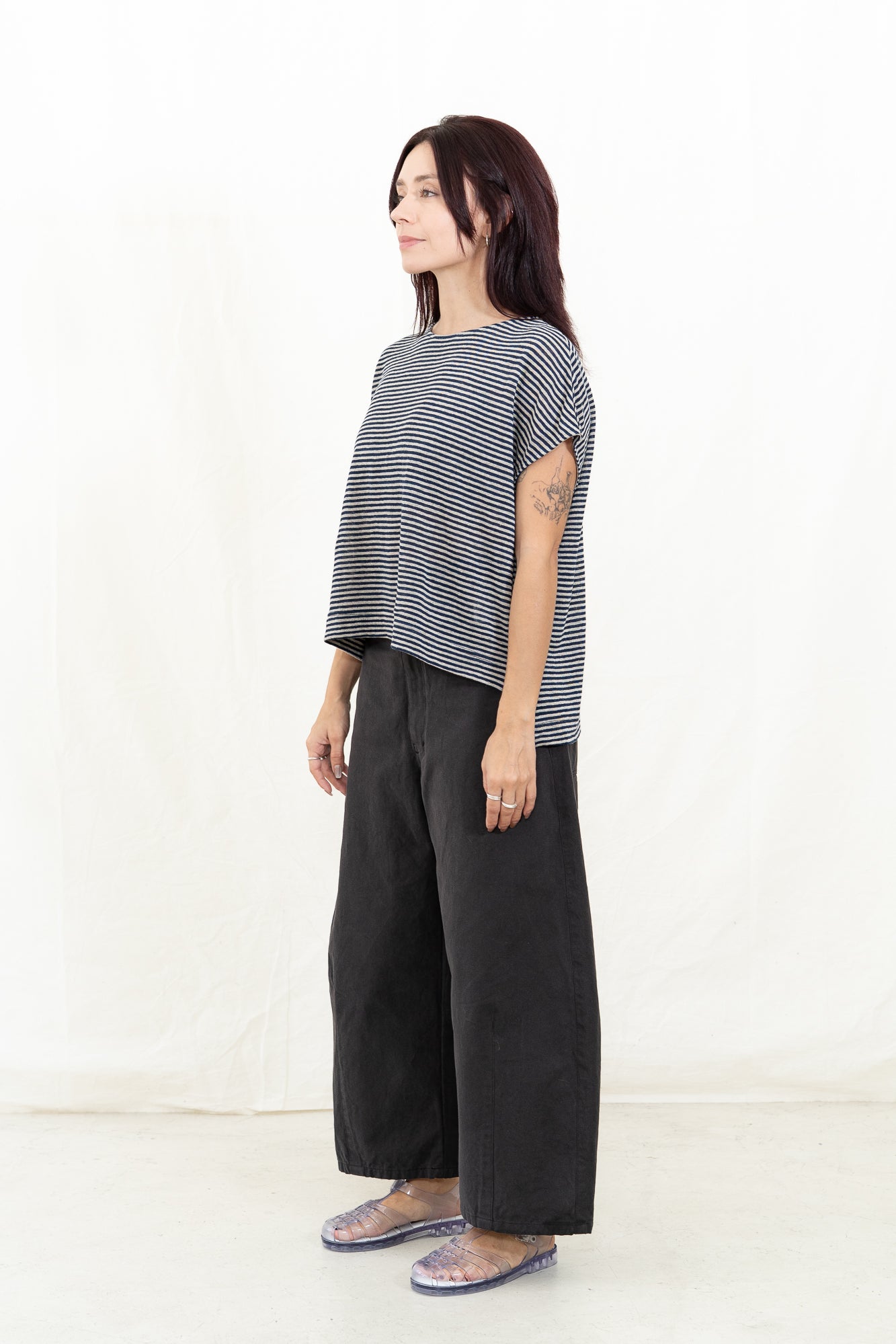 SARAHWEAR Laetitia Navy Stripe Jersey Shirt