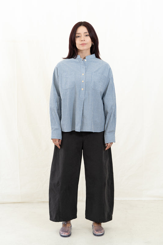 SARAHWEAR Barista Shirt Blue Dobby Stripe