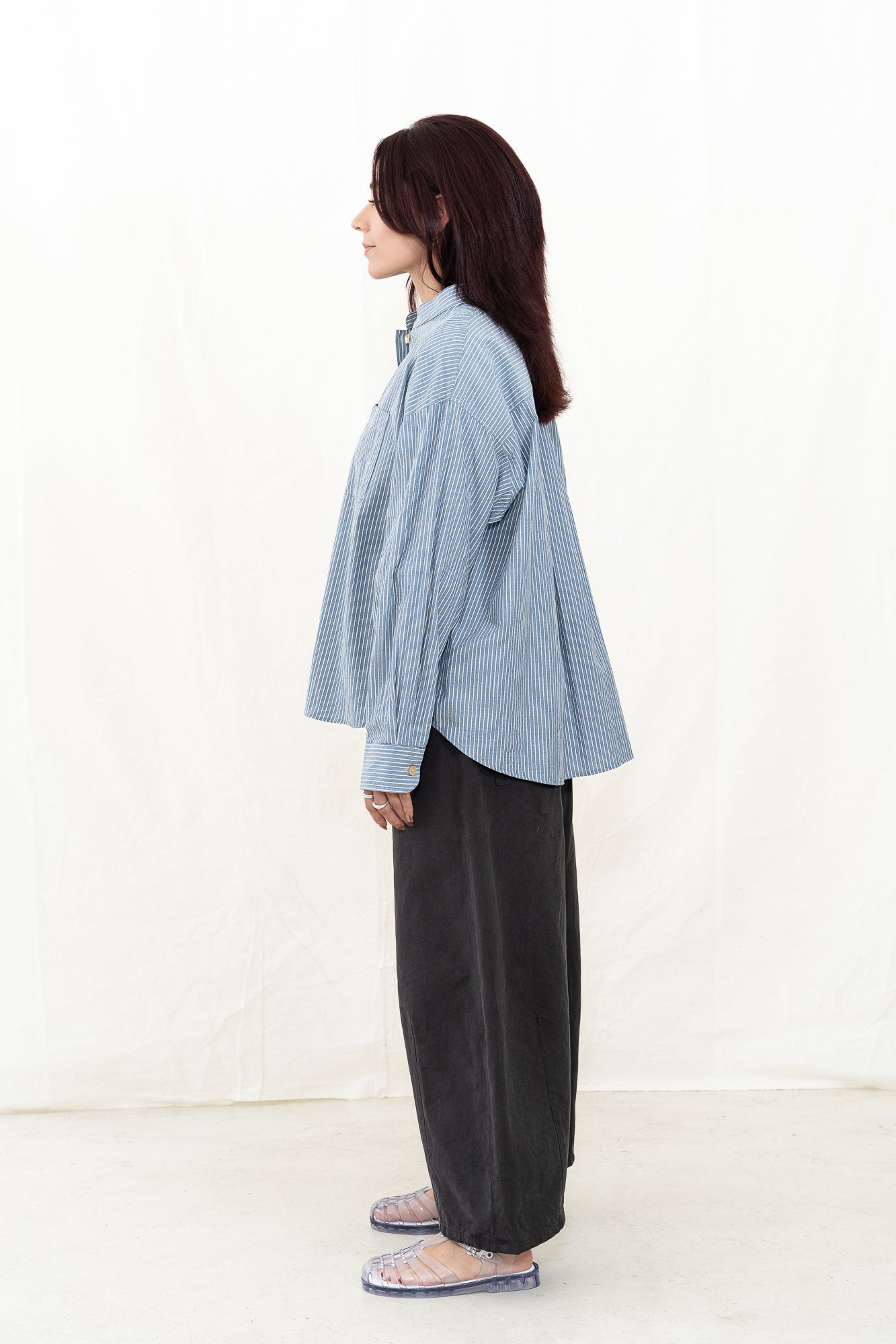 SARAHWEAR Barista Shirt Blue Dobby Stripe