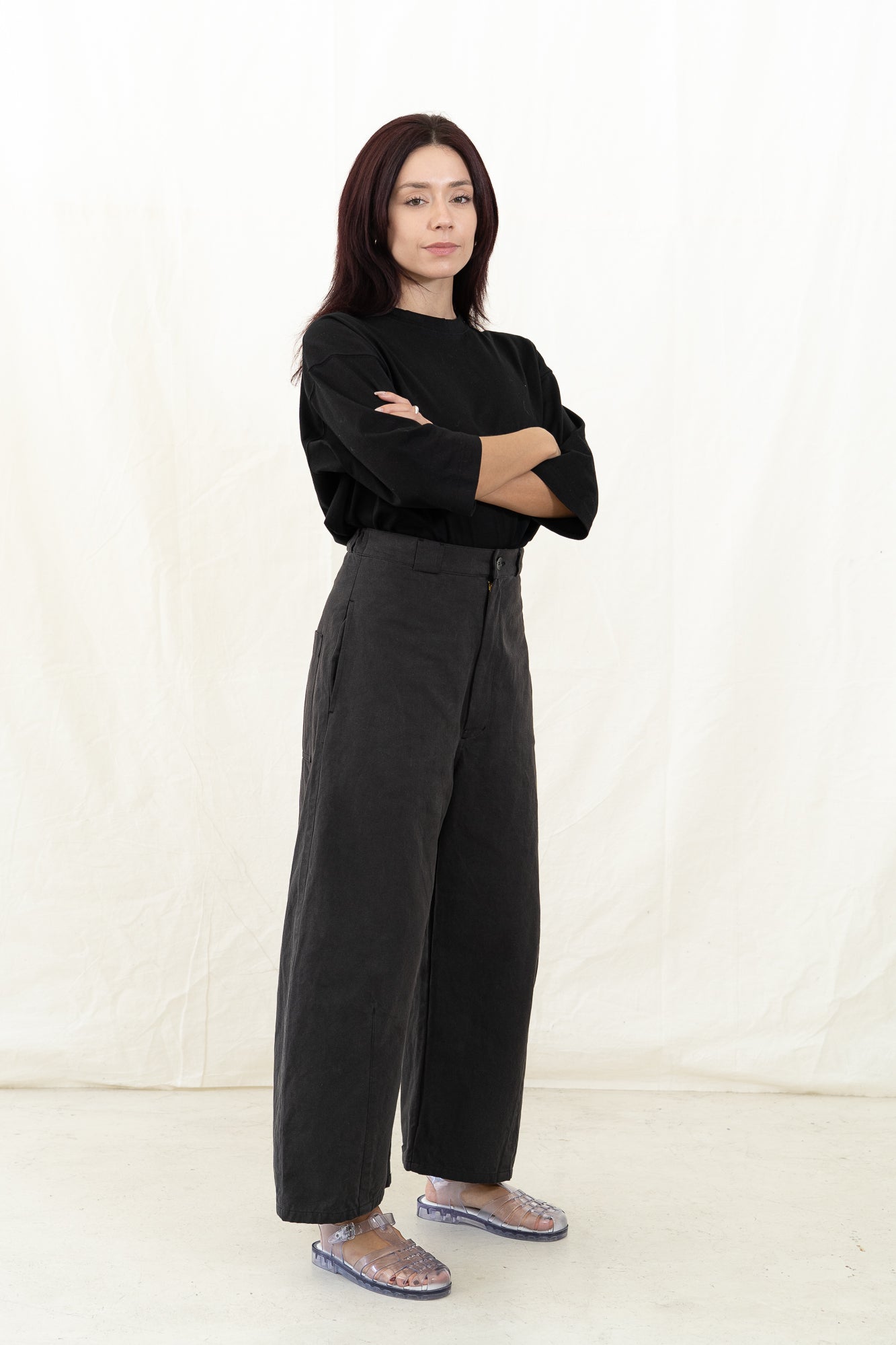 SARAHWEAR Black Canvas Tulip Pant