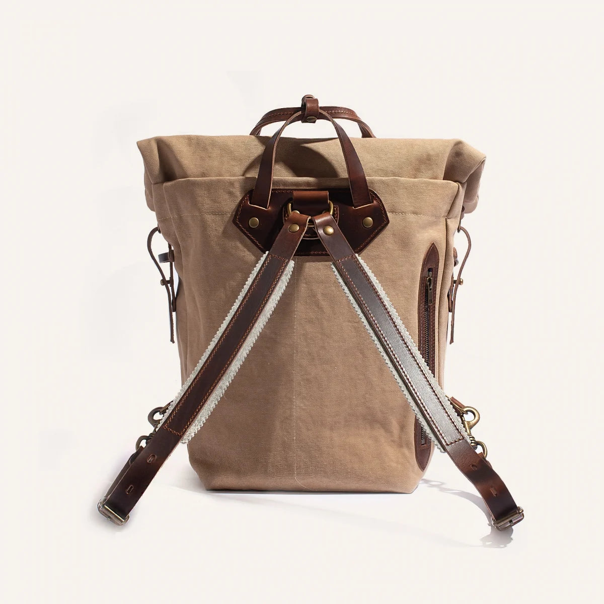 bleu de chauffe convertible leather trimmed canvas backpack Bleu de Chauffe Woody Stonewashed Backpack